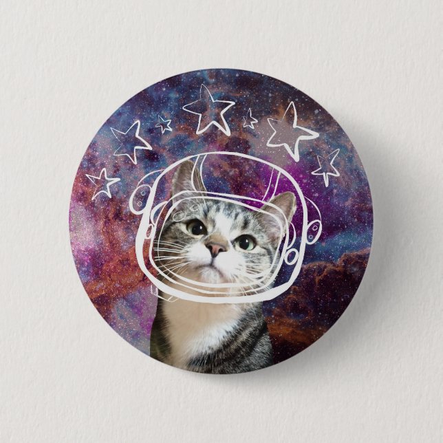 Den Meowstronaut Kiba headshoten klämmer fast Knapp (Framsida)