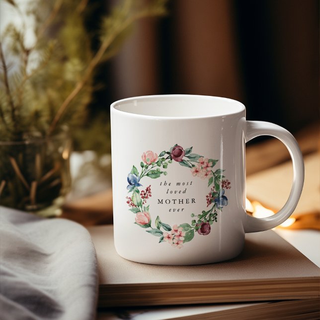 Den mest älskade MAMMAN någonsin Blomsterkrans Kaffemugg (Skapare uppladdad)