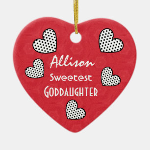 Den mest sweetest GODDAUGHTERpolkaen pricker Julgransprydnad Keramik