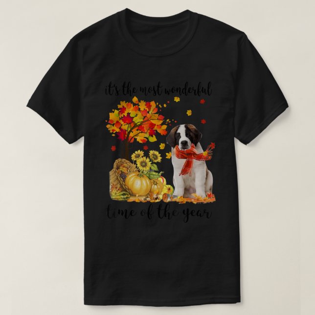 Den mest underbara hösttiden Saint Bernard P T Shirt (Design framsida)