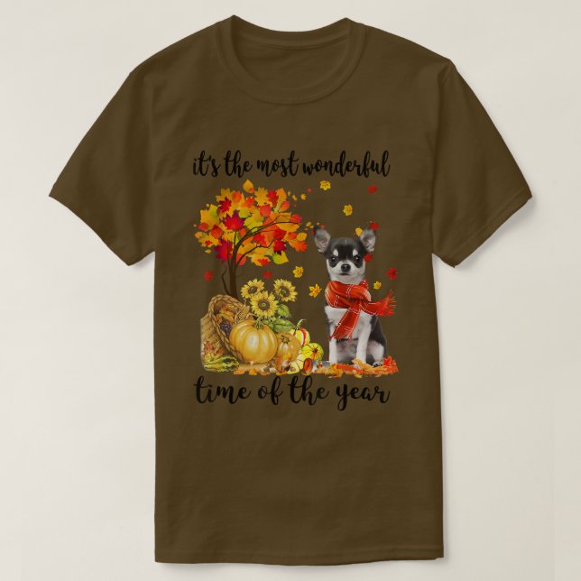 Den mest underbara hösttiderna Chihuahua Pumpk T Shirt (Design framsida)