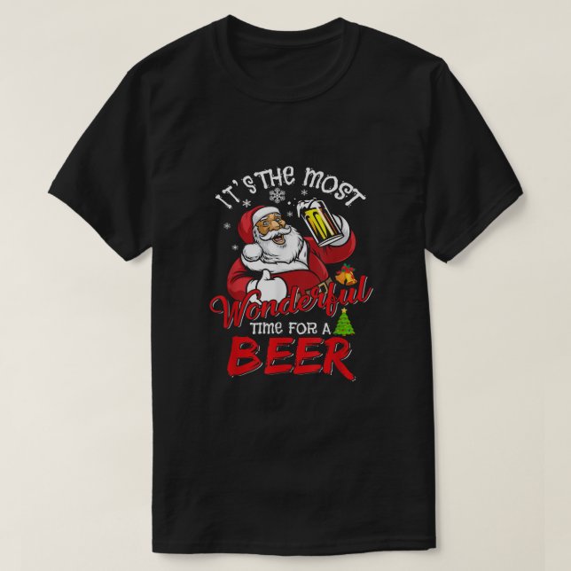 Den mest underbara tiden för en Beer Santa Funny T Shirt (Design framsida)