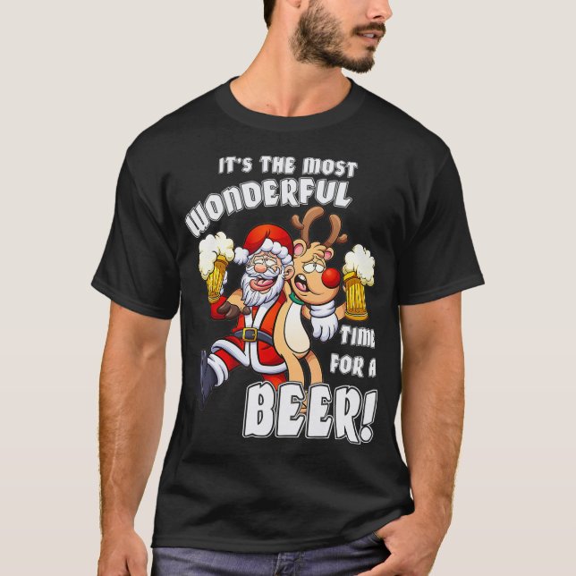 Den mest underbara tiden för en Beer Santa Funny T Shirt (Framsida)