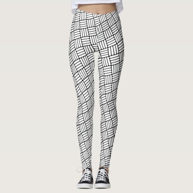 Den metade svarten & vit kläcker mönster leggings (Framsida)