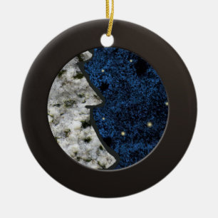 Den metalliska svarten cirklar och kulör granit julgransprydnad keramik