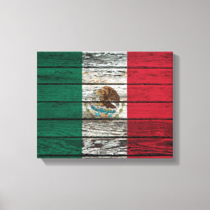 Den mexicanska flagga med grovt Wood korn Canvastryck