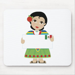 Den mexicanska flickan undertecknar musmatta