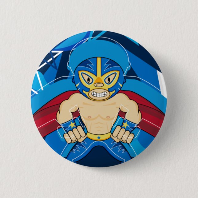 Den mexicanska Luchador brottaren knäppas Knapp (Framsida)