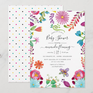 Den mexikanska Blommigten Fiesta Baby Shower Inbjudningar