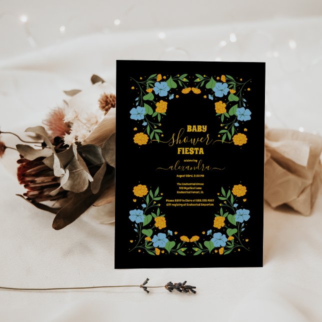 Den mexikanska Blommigten Fiesta Baby Shower Inbjudningar (Skapare uppladdad)
