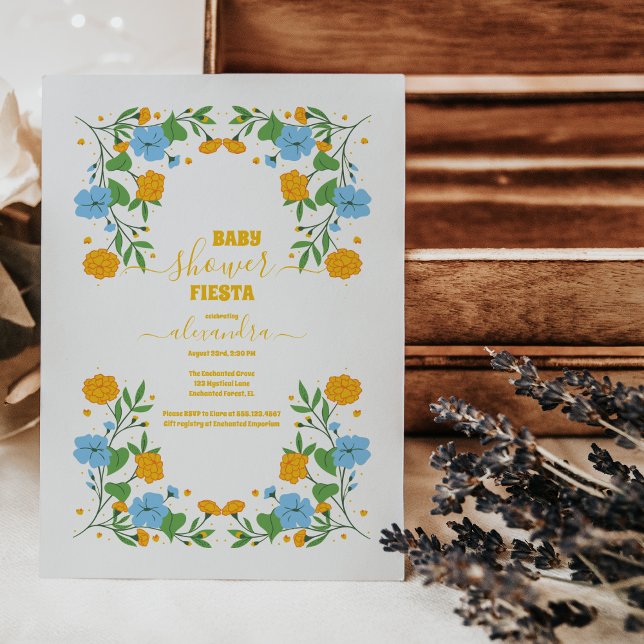 Den mexikanska Blommigten Fiesta Baby Shower Inbjudningar (Skapare uppladdad)
