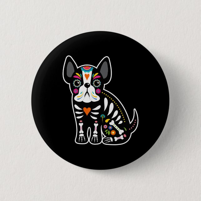 Den mexikanska Franskens bulldog Halloween-dag Knapp (Framsida)