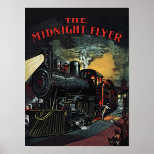 Den midnatta reklambladtågaffischen/trycket poster