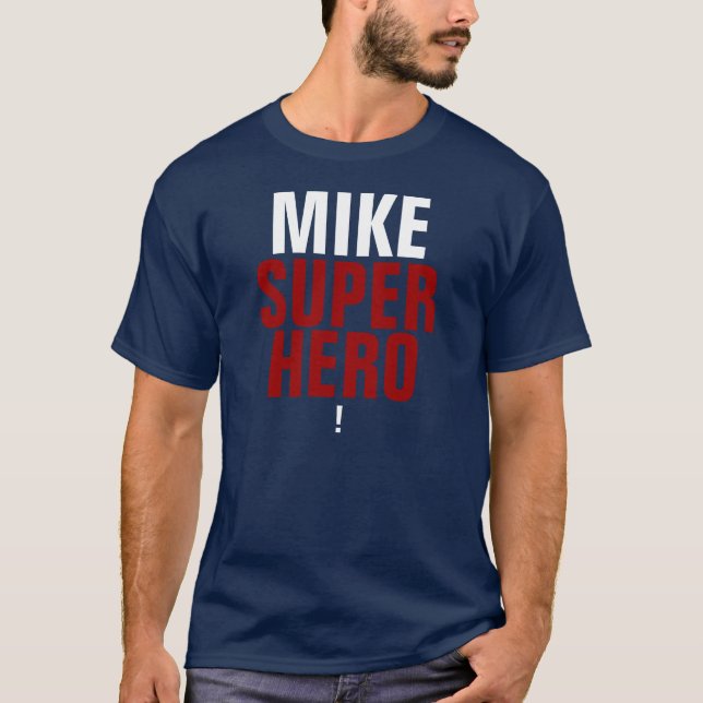 Den Mike Supehero utropet pekar T Shirt (Framsida)