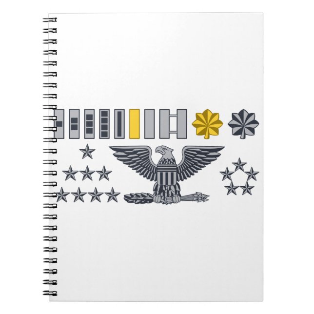 Den militära armégradbeteckningen rangordnar anteckningsbok (Framsidan)