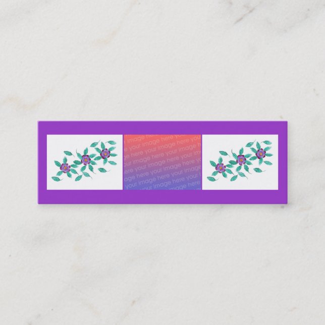 Den mini- bokmärken Cards lägg till bild lila Mini Visitkort (Framsida)
