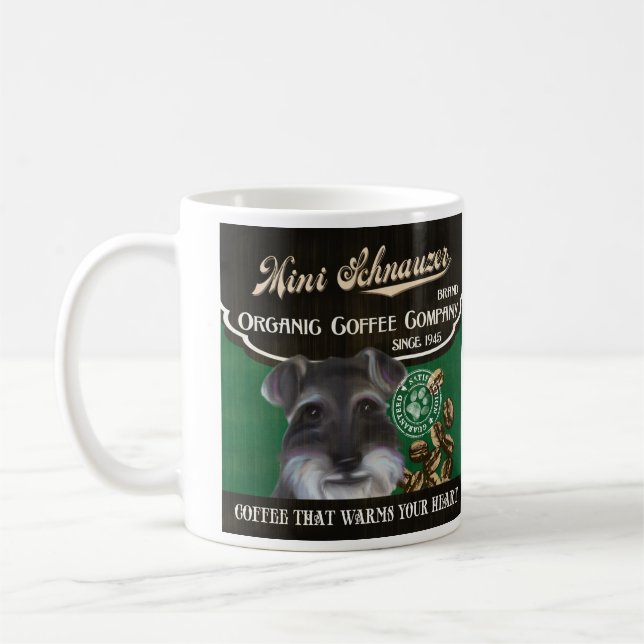Den mini- schnauzeren brännmärker - Organisk Kaffe Kaffemugg (Vänster)
