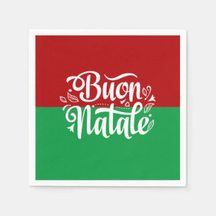 Den minimalistiska Buon Natale Italienska God jul Pappersservett