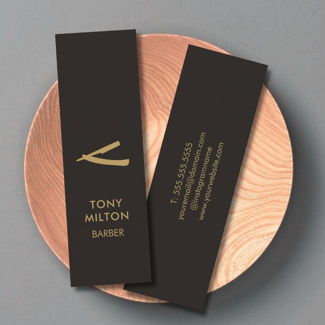 Den minimalistiska Eleganten Black Faux Guld Barbe Mini Visitkort (Skapare uppladdad)