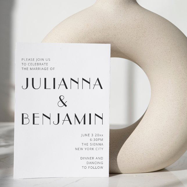 Den minimalistiska Eleganten Black White Deco Chic Inbjudningar (Skapare uppladdad)