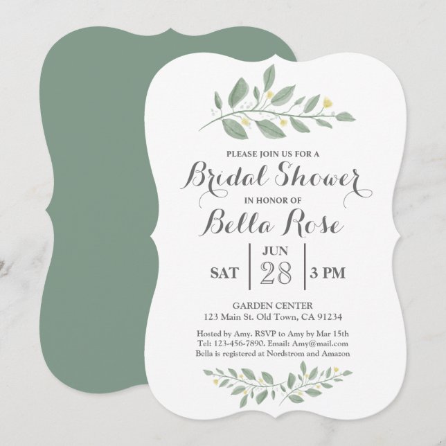 Den minimalistiska grekiska Blommigten Möhippa Inb Inbjudningar (Fram/baksida)