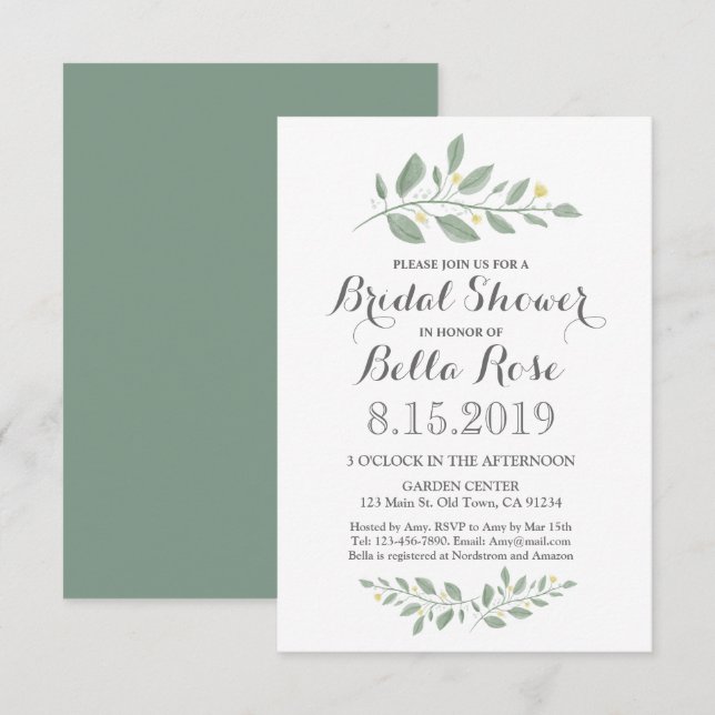 Den minimalistiska grekiska Blommigten Möhippa Inb Inbjudningar (Fram/baksida)