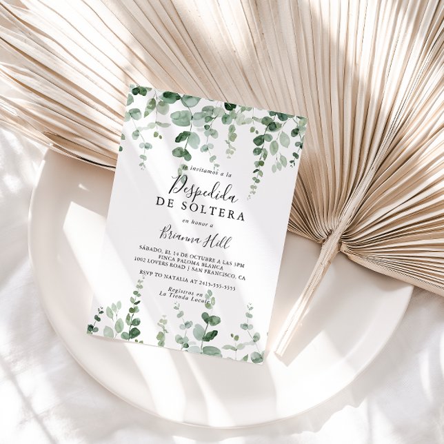 Den minimalistiska Grönten Eucalyptus Spanska Möhi Inbjudningar (Skapare uppladdad)
