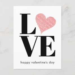 Den minimalistiska Kärlek Red Heart Valentindagen Helg Vykort