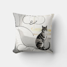 Den minimalistiska katten, modern och trendig kudde