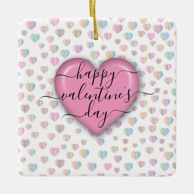 Den minimalistiska Lycklig Valentindagen Julgransprydnad Keramik (Framsida)