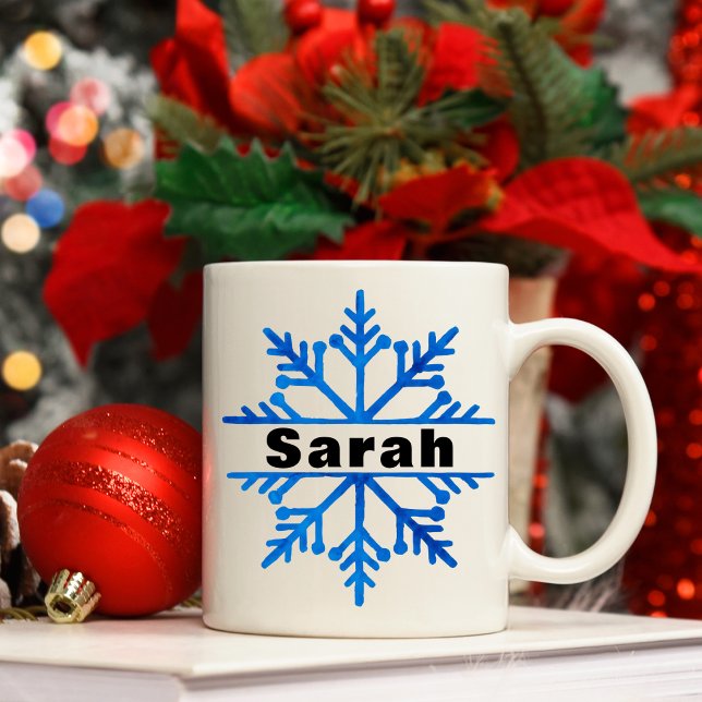 Den minimalistiska snöflingan-Personligen jul Kaffemugg (Minimalist Snowflake Personalized Christmas Coffee Mug
)