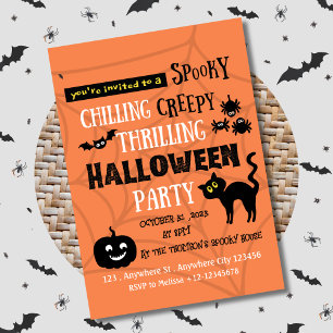 Den minimalistiska svarta Orangen Spooky Halloween Inbjudningar