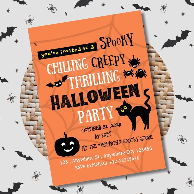 Den minimalistiska svarta Orangen Spooky Halloween Inbjudningar (Skapare uppladdad)