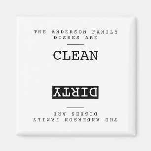Den minimalistiske Namn Clean Dirty Dishwasher Magnet