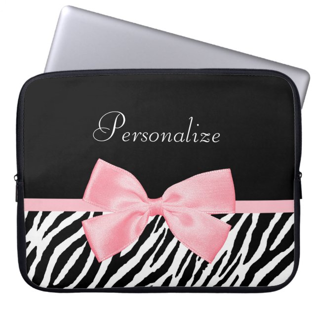 Den mjuka chic zebra tryck tänder flickaktigt - laptop sleeve (Framsidan)