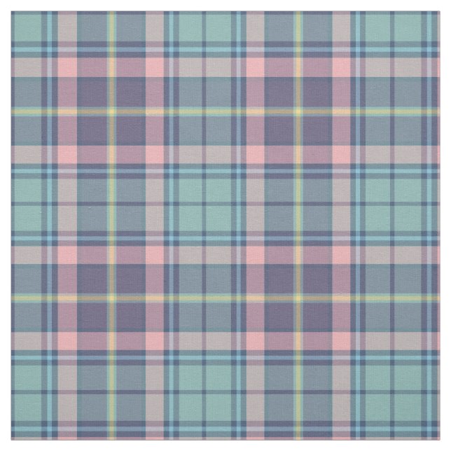 Den mjuka våren färgar Aqua, lilan, rosa pläd Tyg (Provkarta)