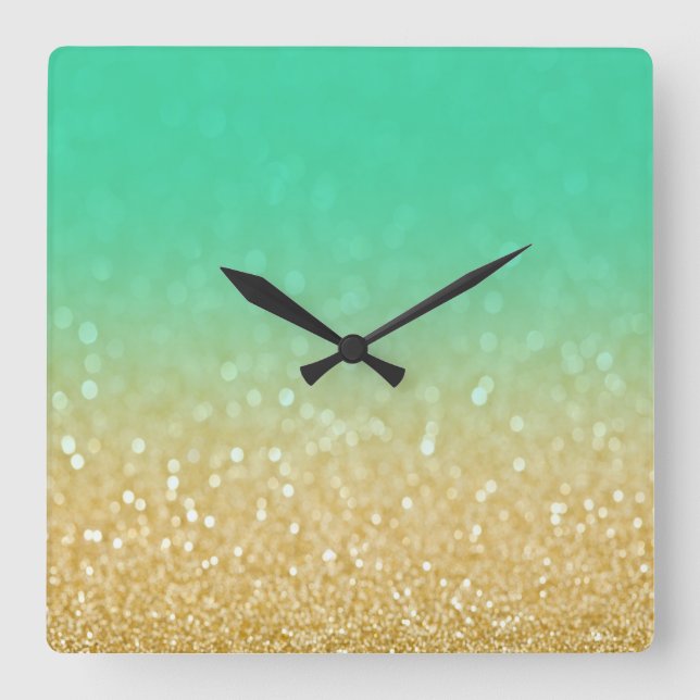 Den moderiktiga guld- väggen för krickaOmbre Fyrkantig Klocka (Framsida)