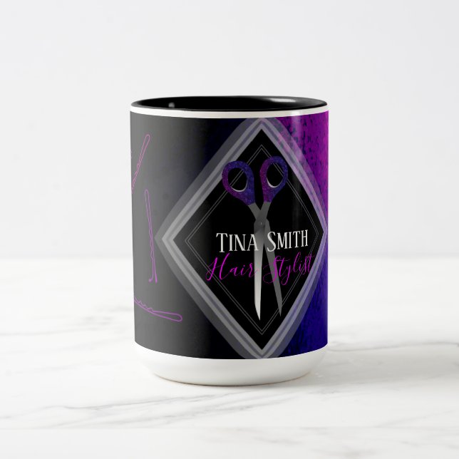 Den moderiktiga hårsalongen scissor design Två-Tonad mugg (Center)