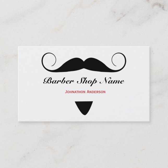 Den moderiktiga mustaschbarberaren shoppar den för visitkort (Framsida)