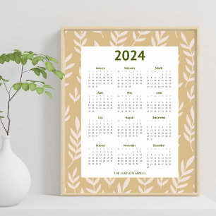 Den moderna 2024-Neutralten Earthy Löv Mönster Cal Poster
