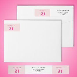 Den moderna 21:a tjugoen Rosa-Födelsedagsfesten Etikettband