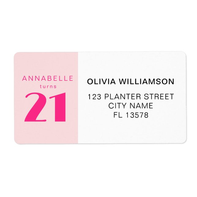 Den moderna 21:a tjugoen Rosa-Födelsedagsfesten Fraktsedel (Framsidan)