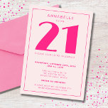 Den moderna 21:a tjugoen Rosa-Födelsedagsfesten Inbjudningar<br><div class="desc">Anpassningsbar 21:a födelsedag perfekt för flickor 21:a födelsedagsfesten. Anpassa med din egen namn. Färg kan redigeras i designen verktyg. Använda meddelandeknappen nedan om du vill ha hjälp med ytterligare anpassning och speciella förfrågningar. © Zoe Chapman Design</div>