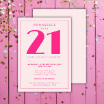Den moderna 21:a tjugoen Rosa-Födelsedagsfesten Inbjudningar<br><div class="desc">Anpassningsbar 21:a födelsedag perfekt för flickor 21:a födelsedagsfesten. Anpassa med din egen namn. Färg kan redigeras i designen verktyg. Använda meddelandeknappen nedan om du vill ha hjälp med ytterligare anpassning och speciella förfrågningar. © Zoe Chapman Design</div>