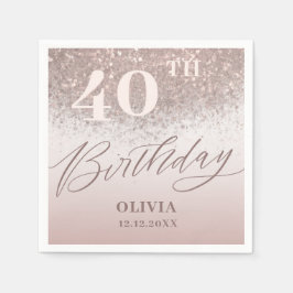 Den moderna 40:e födelsedagen Party Guld Glitter Pappersservett