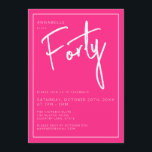 Den moderna 40:e trettiotredtionde Rosa-födelsedag Inbjudningar<br><div class="desc">Modern 40-årsinbjudan på rosa med vitt skript/typografi. Matchningsalternativ och party-intervall finns också tillgängliga. Använda meddelandeknappen nedan om du vill ha hjälp med ytterligare anpassning och speciella förfrågningar. © Zoe Chapman Design</div>