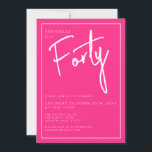Den moderna 40:e trettiotredtionde Rosa-födelsedag Inbjudningar<br><div class="desc">Modern 40-årsinbjudan på rosa med vitt skript/typografi. Matchningsalternativ och party-intervall finns också tillgängliga. Använda meddelandeknappen nedan om du vill ha hjälp med ytterligare anpassning och speciella förfrågningar. © Zoe Chapman Design</div>