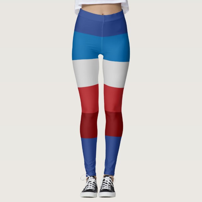 Den moderna 4 juli-Multifärgaden Retro Stripe Leggings (Framsida)