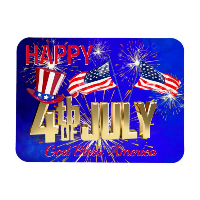 Den moderna 4 juli, USA, USA flagga Magnet (Horisontell)