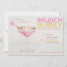 Den moderna 60:e BRUNCH BUBBLY-inbjudan till ROSA  Inbjudningar